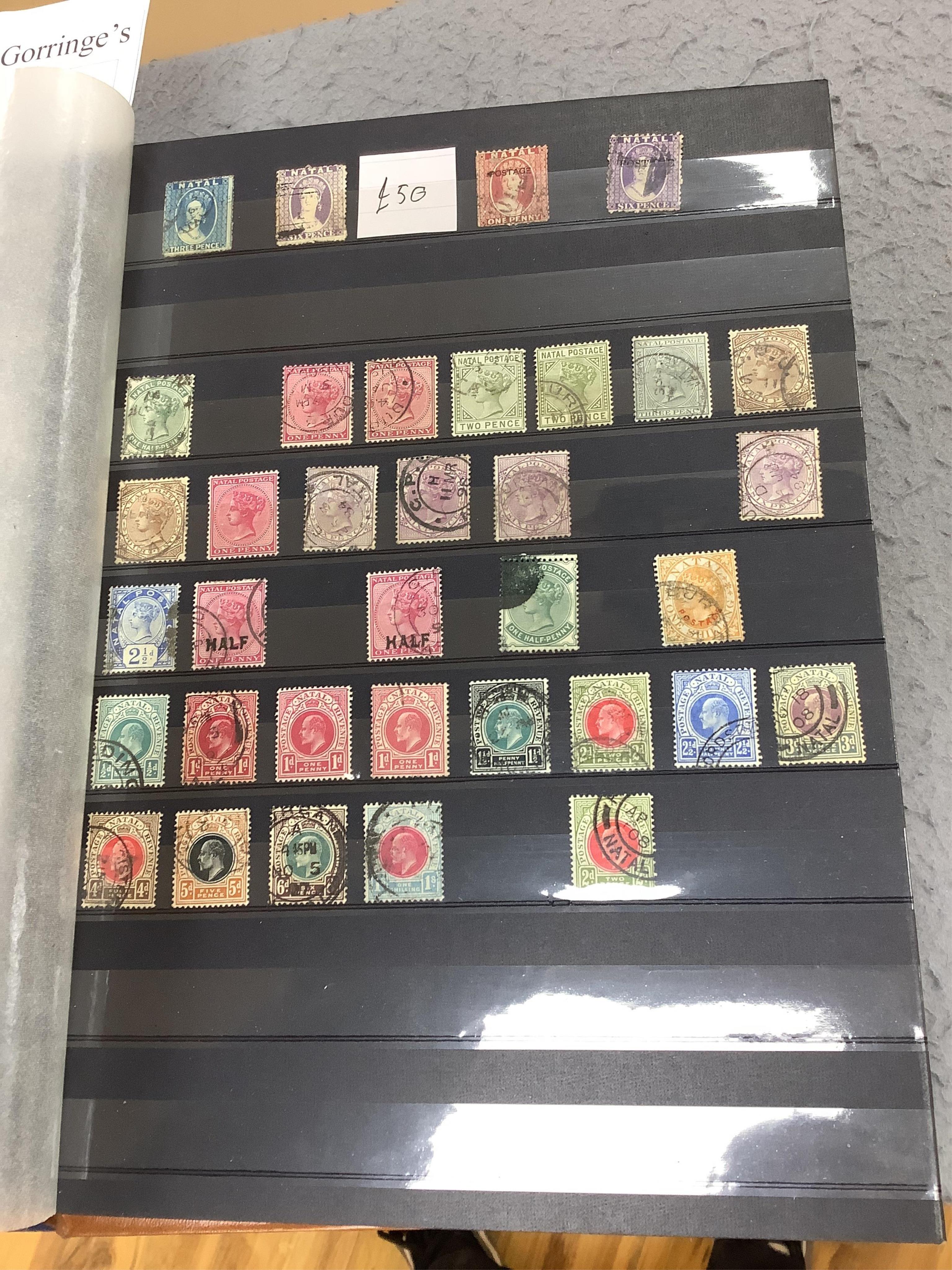 Four albums of stamps: Newfoundland, Jamaica etc (4). Condition - mostly stamp marked